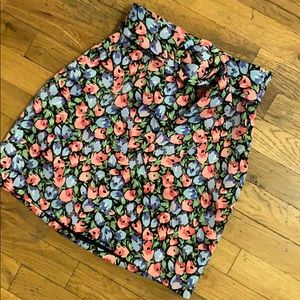 Belted Floral Mini Skirt by Zara, XS